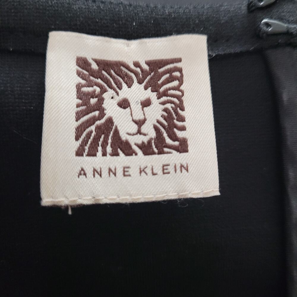 Anne Klein Black Long Sleeve Ruched Minimalist Stretch Sheath Midi Dress Small - Picture 5 of 9